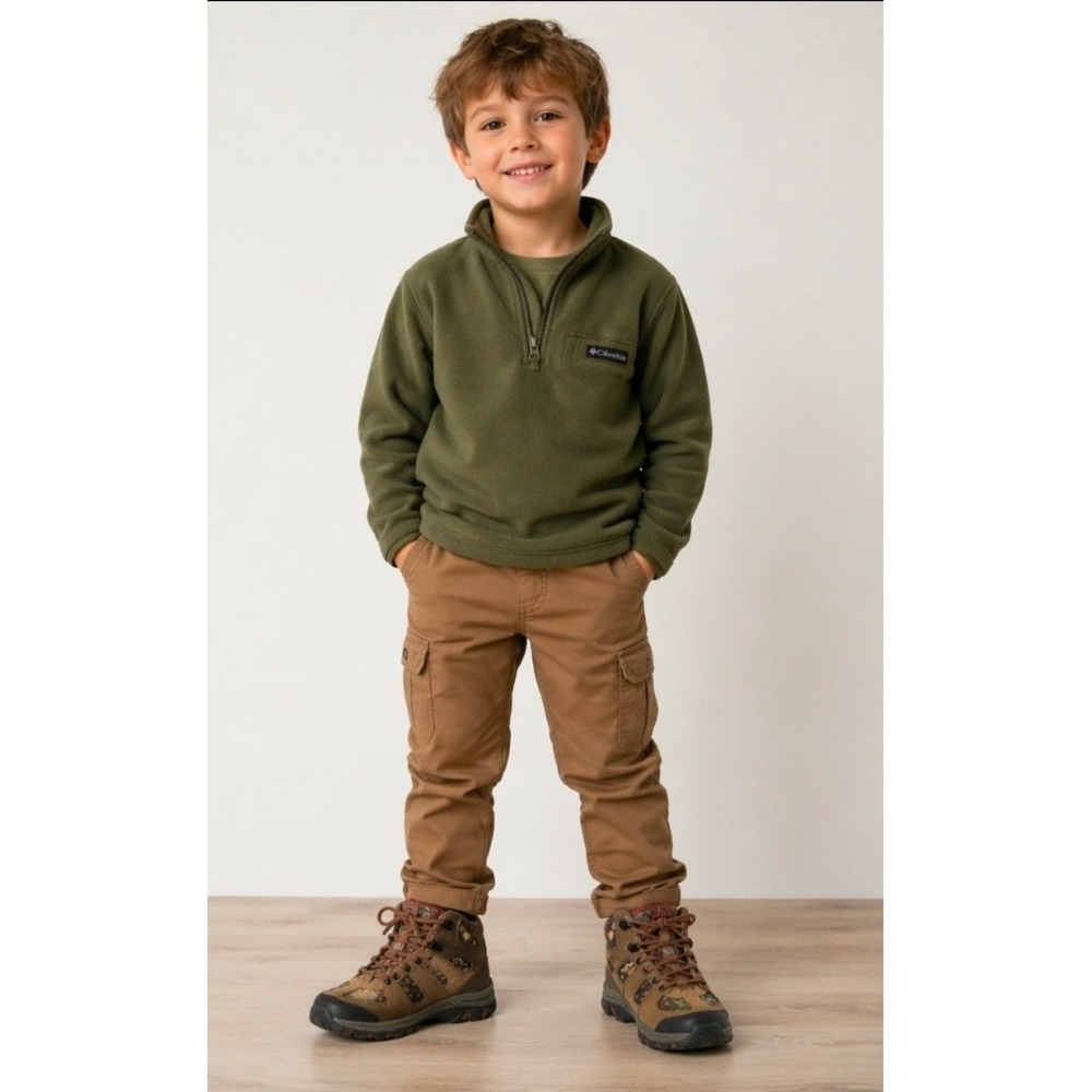 Coleman Griz Jr. Hiker Outdoor Shoes Kids Boys 4M Brown Leather/Camo Gorpcore